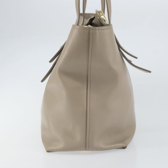 Chloe C Tote Bag Leather Beige Gold Auth am10250V