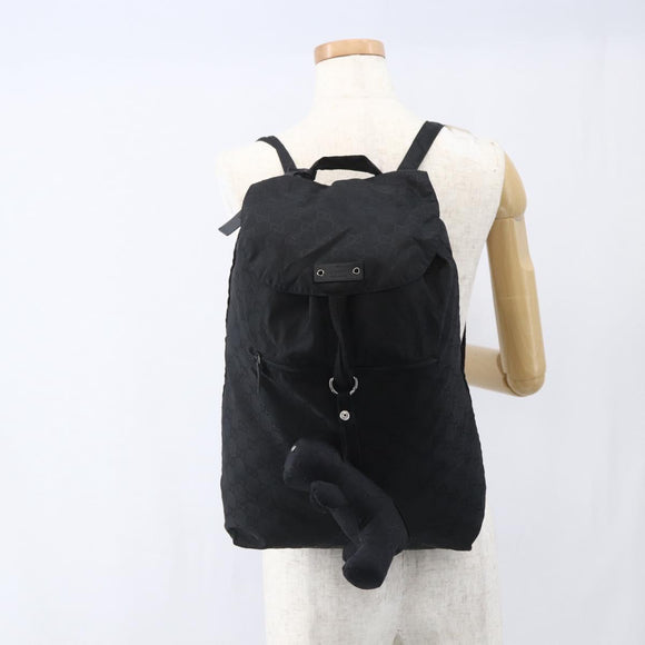 GUCCI GG Backpack Nylon Black Silver 223670 Auth am10253V