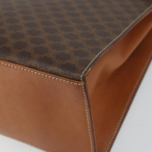 CELINE Macadam Canvas Hand Bag PVC Leather 2way Brown Gold Auth am10255V