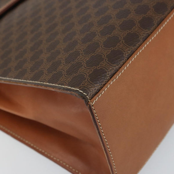 CELINE Macadam Canvas Hand Bag PVC Leather 2way Brown Gold Auth am10255V