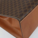CELINE Macadam Canvas Hand Bag PVC Leather 2way Brown Gold Auth am10255V-15