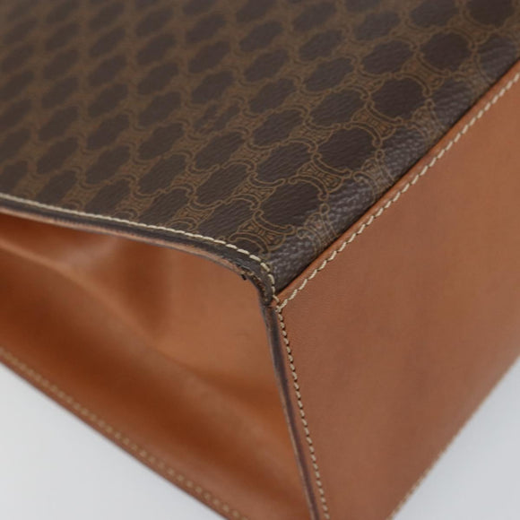 CELINE Macadam Canvas Hand Bag PVC Leather 2way Brown Gold Auth am10255V