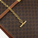 CELINE Macadam Canvas Hand Bag PVC Leather 2way Brown Gold Auth am10255V-16