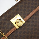 CELINE Macadam Canvas Hand Bag PVC Leather 2way Brown Gold Auth am10255V-17