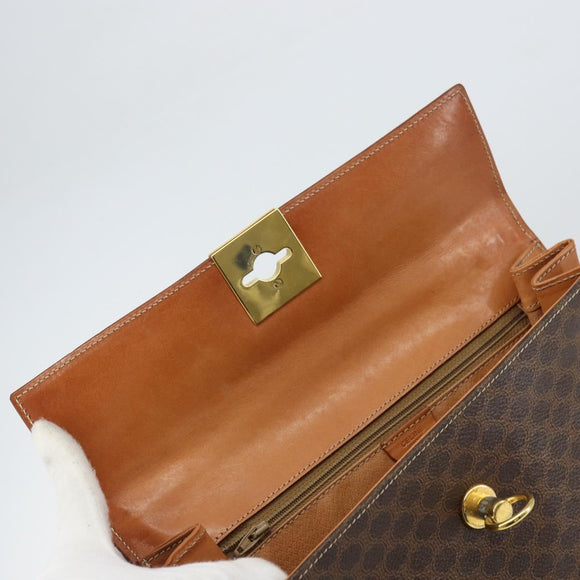 CELINE Macadam Canvas Hand Bag PVC Leather 2way Brown Gold Auth am10255V