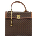 CELINE Macadam Canvas Hand Bag PVC Leather 2way Brown Gold Auth am10255V-2