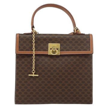 CELINE Macadam Canvas Hand Bag PVC Leather 2way Brown Gold Auth am10255V - 0