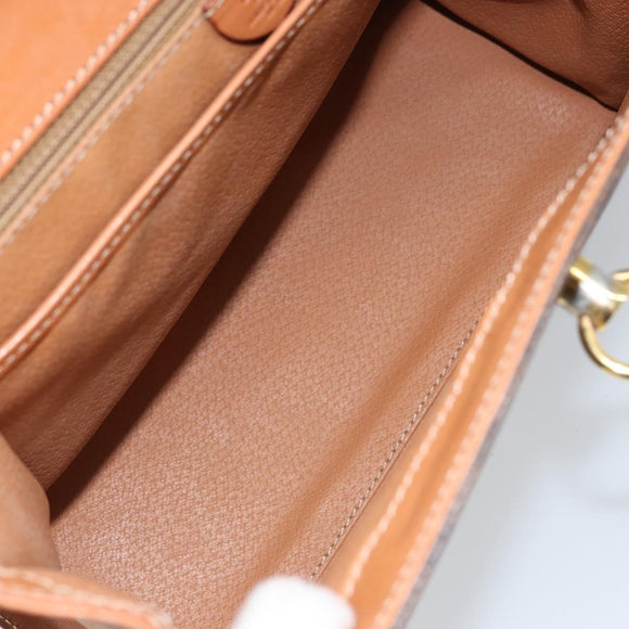 CELINE Macadam Canvas Hand Bag PVC Leather 2way Brown Gold Auth am10255V