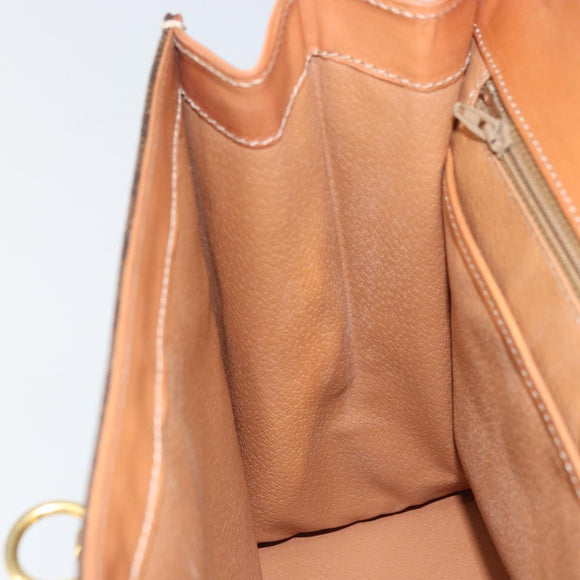 CELINE Macadam Canvas Hand Bag PVC Leather 2way Brown Gold Auth am10255V