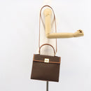 CELINE Macadam Canvas Hand Bag PVC Leather 2way Brown Gold Auth am10255V-26
