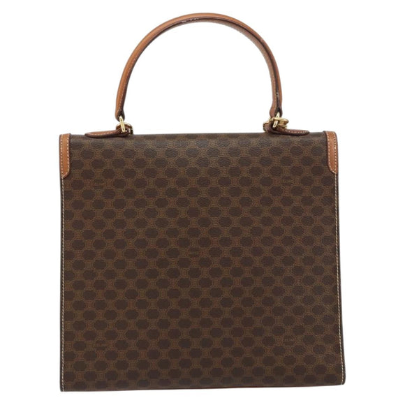 CELINE Macadam Canvas Hand Bag PVC Leather 2way Brown Gold Auth am10255V