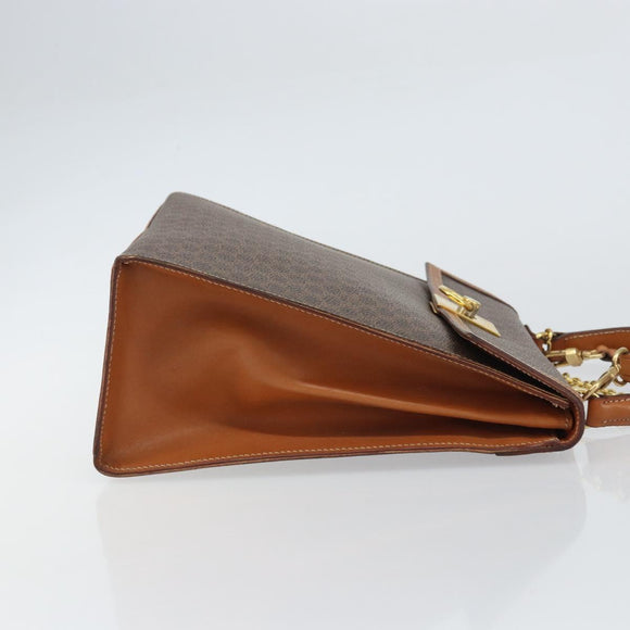 CELINE Macadam Canvas Hand Bag PVC Leather 2way Brown Gold Auth am10255V