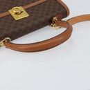 CELINE Macadam Canvas Hand Bag PVC Leather 2way Brown Gold Auth am10255V-7