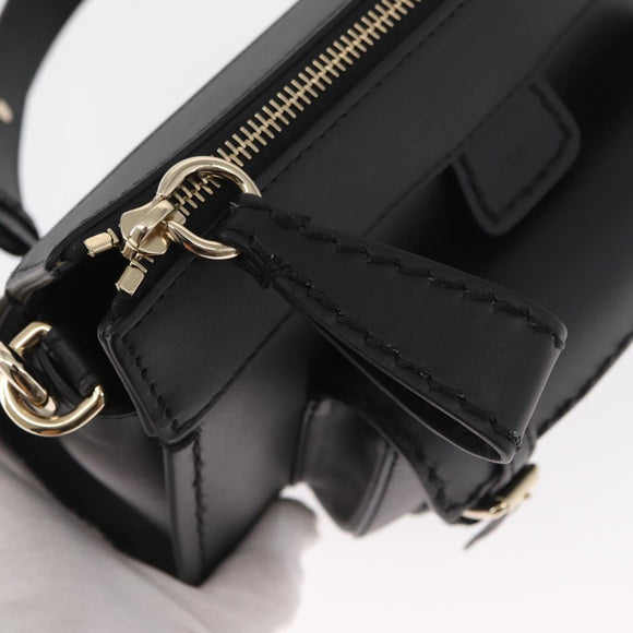 Chloe Edith Shoulder Bag Leather Black Gold Auth am10259V