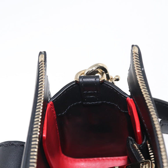 Chloe Edith Shoulder Bag Leather Black Gold Auth am10259V