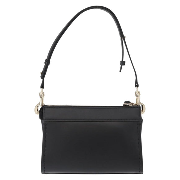 Chloe Edith Shoulder Bag Leather Black Gold Auth am10259V