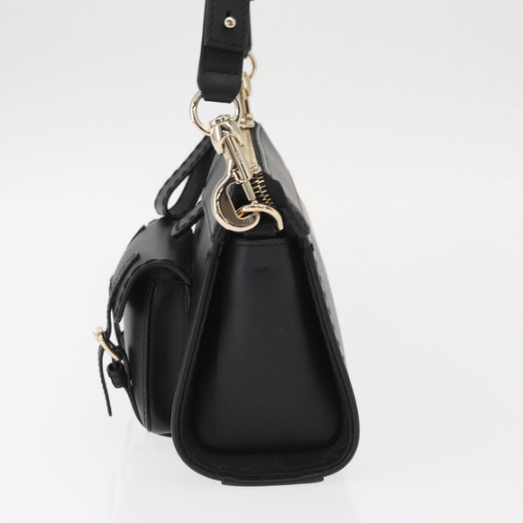 Chloe Edith Shoulder Bag Leather Black Gold Auth am10259V