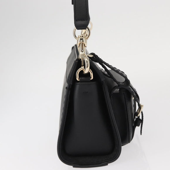 Chloe Edith Shoulder Bag Leather Black Gold Auth am10259V