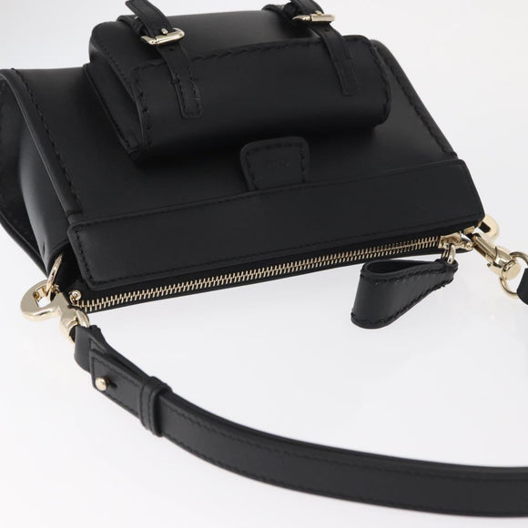 Chloe Edith Shoulder Bag Leather Black Gold Auth am10259V
