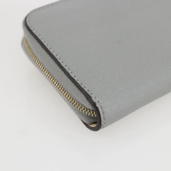 FENDI Coin Purse Leather Gray Gold Auth am10262V