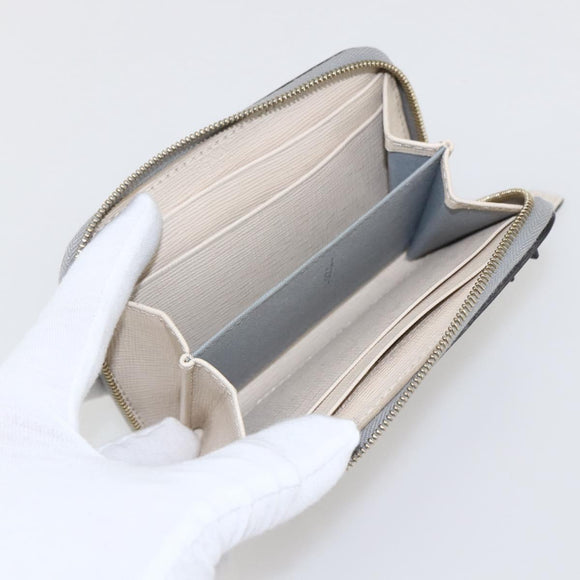 FENDI Coin Purse Leather Gray Gold Auth am10262V