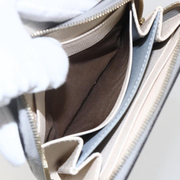 FENDI Coin Purse Leather Gray Gold Auth am10262V