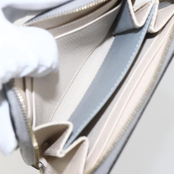 FENDI Coin Purse Leather Gray Gold Auth am10262V