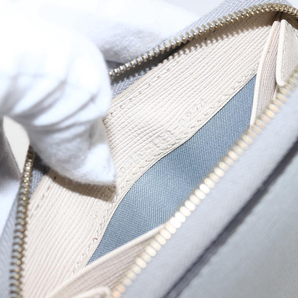 FENDI Coin Purse Leather Gray Gold Auth am10262V