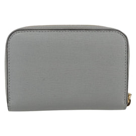 FENDI Coin Purse Leather Gray Gold Auth am10262V - 0
