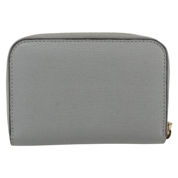 FENDI Coin Purse Leather Gray Gold Auth am10262V - 0