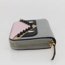 FENDI Coin Purse Leather Gray Gold Auth am10262V-3