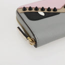 FENDI Coin Purse Leather Gray Gold Auth am10262V-14