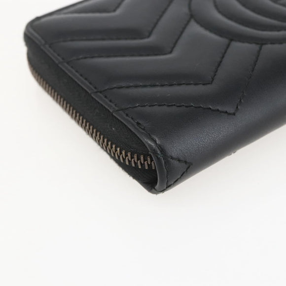 GUCCI GG Marmont Round Long Wallet Leather Black 443123 Auth am10264V