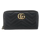 GUCCI GG Marmont Round Long Wallet Leather Black 443123 Auth am10264V-2
