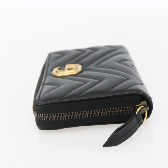 GUCCI GG Marmont Round Long Wallet Leather Black 443123 Auth am10264V