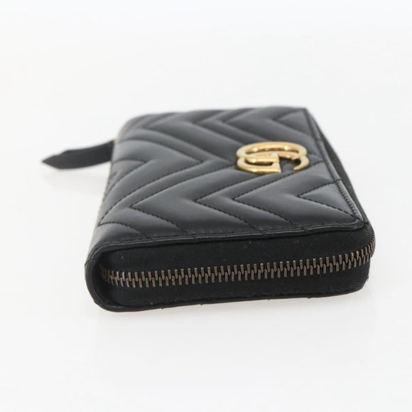 GUCCI GG Marmont Round Long Wallet Leather Black 443123 Auth am10264V