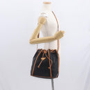 SAINT LAURENT Shoulder Bag Coated Canvas Black Brown gold Auth am10268-20