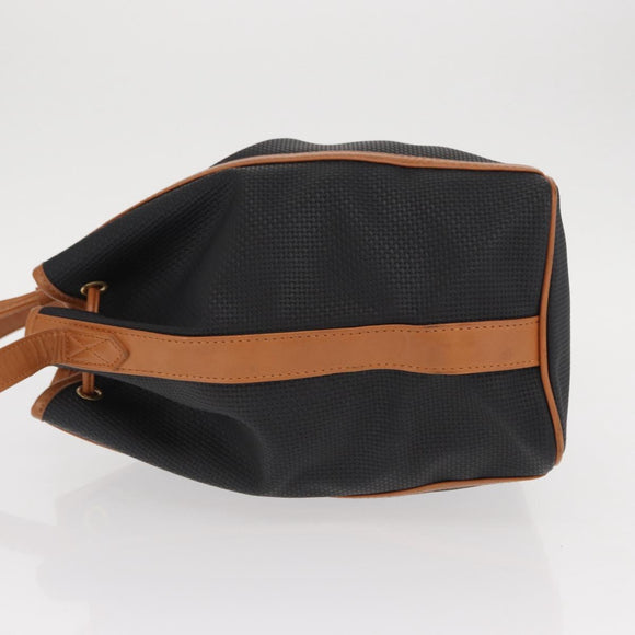 SAINT LAURENT Shoulder Bag Coated Canvas Black Brown gold Auth am10268
