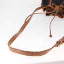 SAINT LAURENT Shoulder Bag Coated Canvas Black Brown gold Auth am10268-7