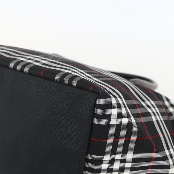 Burberrys Nova Check Tote Bag Nylon Black Silver Auth am10273V