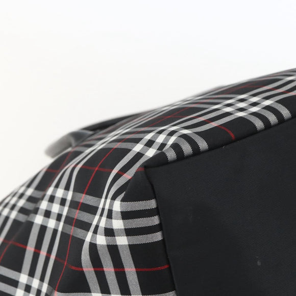Burberrys Nova Check Tote Bag Nylon Black Silver Auth am10273V