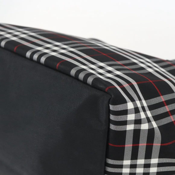 Burberrys Nova Check Tote Bag Nylon Black Silver Auth am10273V