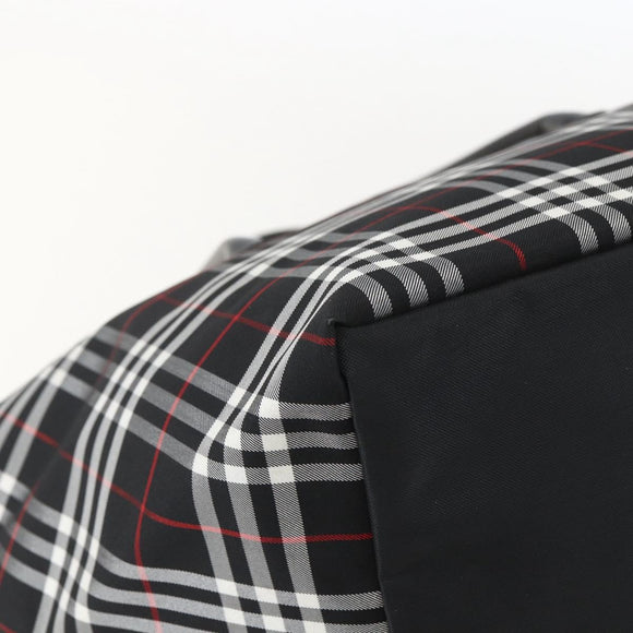 Burberrys Nova Check Tote Bag Nylon Black Silver Auth am10273V