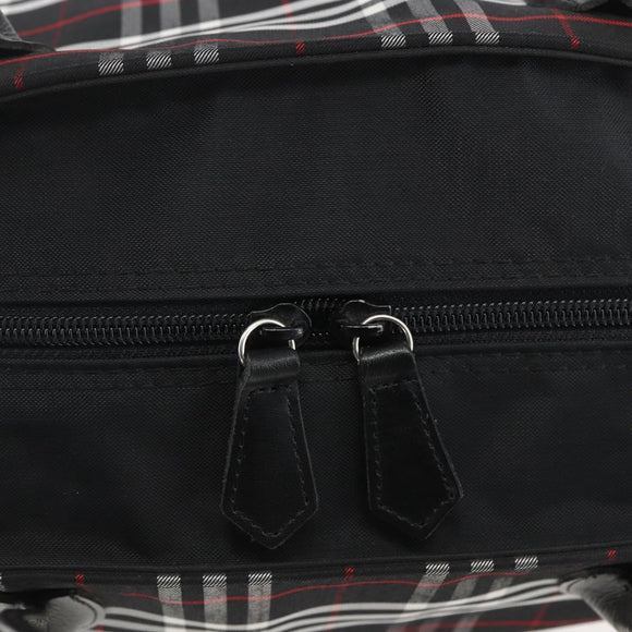 Burberrys Nova Check Tote Bag Nylon Black Silver Auth am10273V