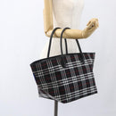 Burberrys Nova Check Tote Bag Nylon Black Silver Auth am10273V-20