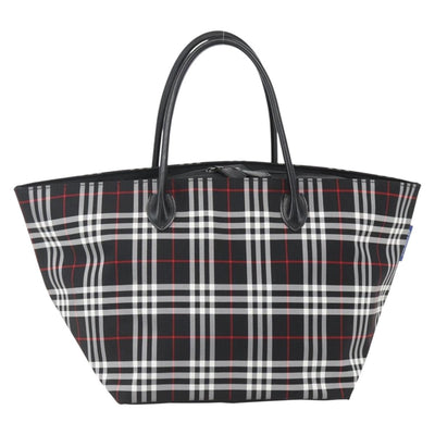 Burberrys Nova Check Tote Bag Nylon Black Silver Auth am10273V - 0