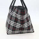 Burberrys Nova Check Tote Bag Nylon Black Silver Auth am10273V-4