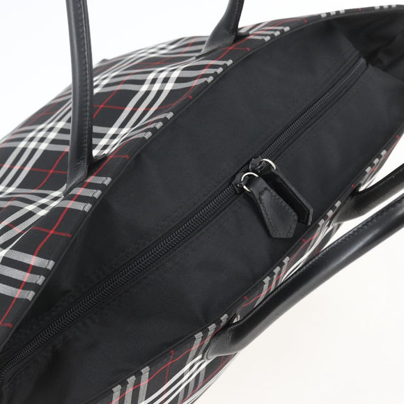 Burberrys Nova Check Tote Bag Nylon Black Silver Auth am10273V