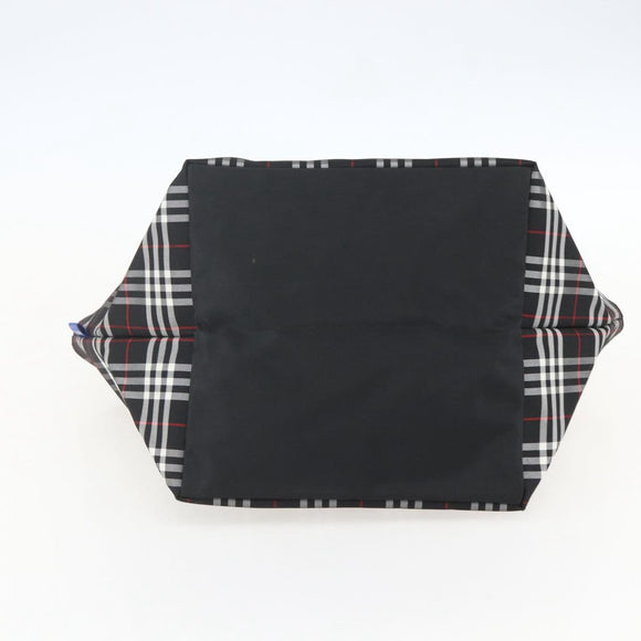 Burberrys Nova Check Tote Bag Nylon Black Silver Auth am10273V