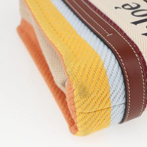 Chloe Woody Hand Bag Canvas Leather 2way Multicolor Silver Auth am10275V